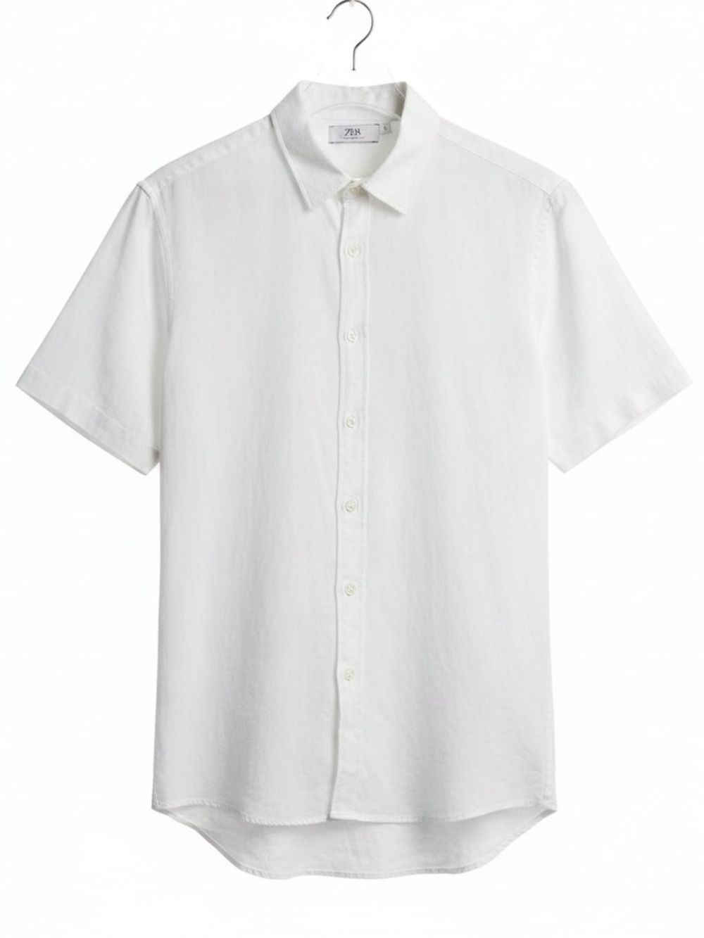 Zara Men’s Off-White Short-Sleeve Button-Down Shirt